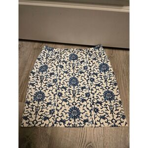 Lauren Ralph Lauren Petite Blue Floral Print A-Line Mini Skirt Size 6P